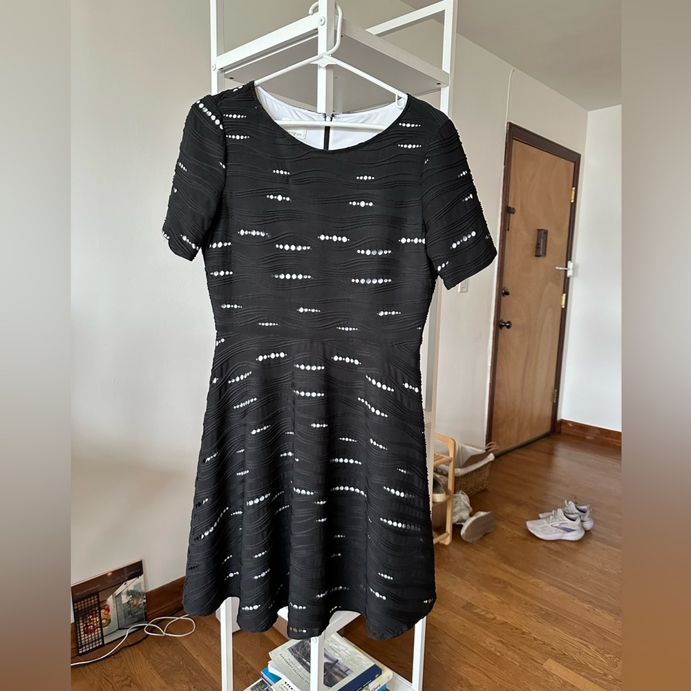 Donna Morgan Black and White Textured Dress 10